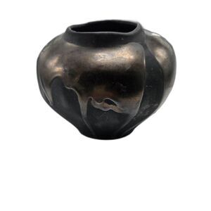 Haeger 1987 4412 Raku Black Asymmetic Biomorphic Shoulder Vase